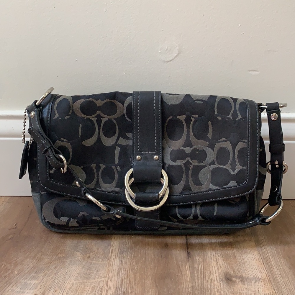 Coach Black Signature Optic C Satchel Bag